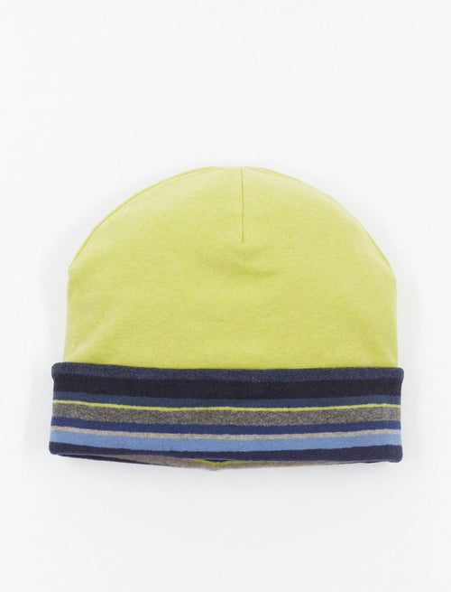 Gallo Berretto reversibile unisex pile blu righe multicolor