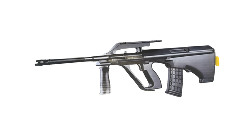 Fucile Softair Bullpup, Colore Nero, con Impugnatura Anteriore, Caricatore Rimovibile, Stile Militare
