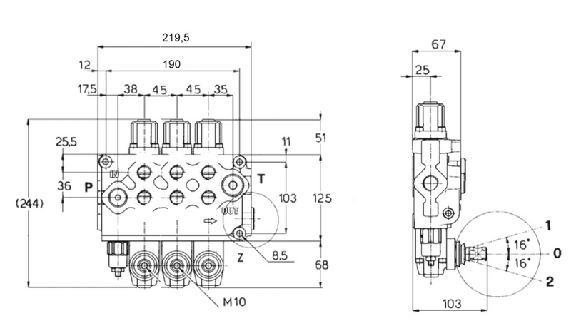 Distributore Walvoil SD11 a 3 leve doppio effetto - 70L
