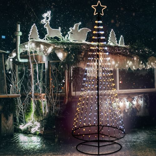 Albero Conico luminoso ripiegabile con gocce di luce da esterno