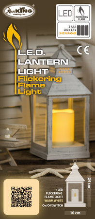 Lanterna Bianco anticato da interno con candela a batteria effetto fiamma h 24 cm