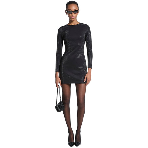MICHAEL KORS vestiti casual donna michael kors - rhinestone ls mini dress - nero da donna