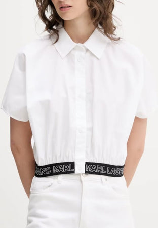 KARL LAGERFELD CAMICIA KLJ CROPPED WOVEN SHIRT da donna