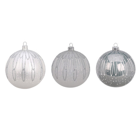 Palline per albero di Natale, in Vetro, con glitter decorativi, Ø 80 mm, 12 pezzi