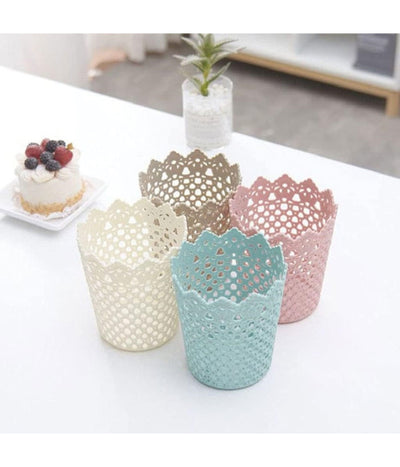 3pz Cestino Portaoggetti Organizzatore Casa Cesto In Plastica ø10.3x12.5cm 79476