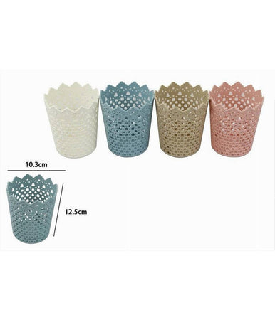 3pz Cestino Portaoggetti Organizzatore Casa Cesto In Plastica ø10.3x12.5cm 79476