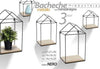 3pz-Mensole-Parete-Casa-Bacheca-Mensola-Legno-Sospesa-Metallo-Nero-H20/32/40cm-751653
