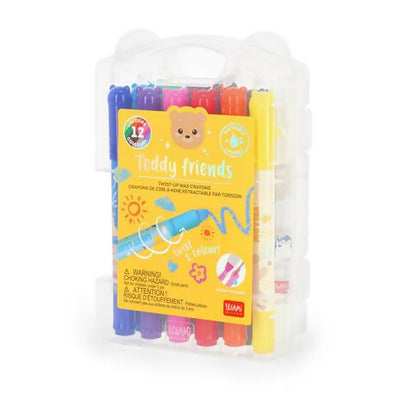 Legami | Set di 12 Pastelli a Cera a Rotazione - Teddy Friends