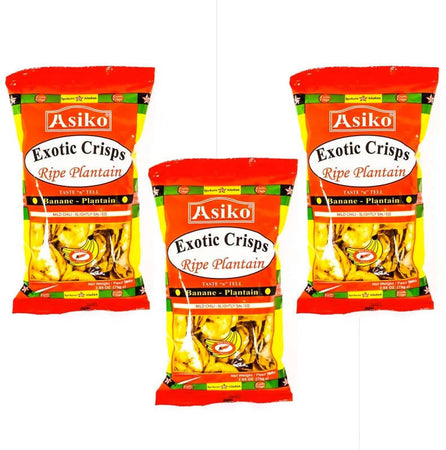 ASIKO EXOTIC CRISPS RIPE PLANTAIN MILD CHILI FLAVOUR 75 G PATATINE DI PLATANO CON PEPERONCINO