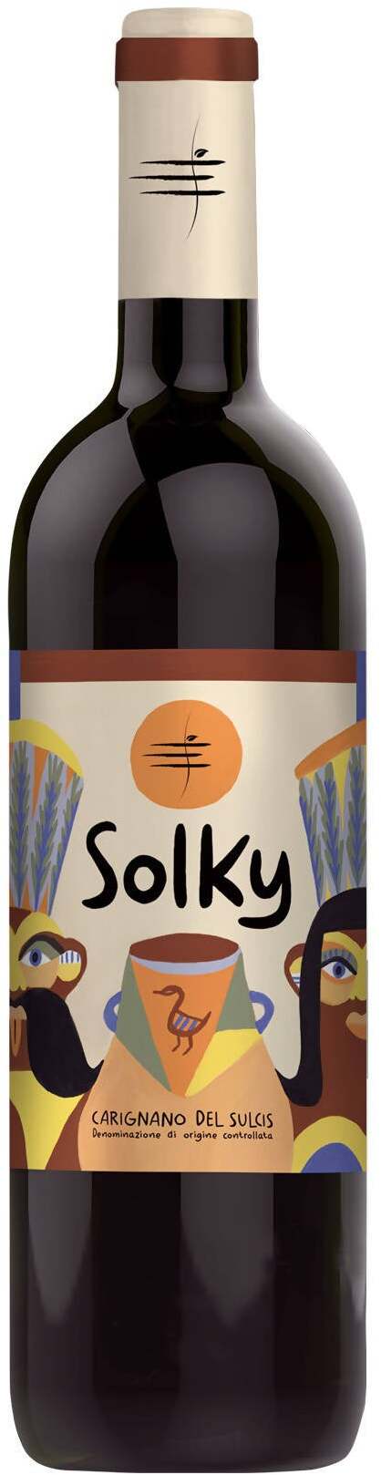 3x Bottiglie Vino Rosso Carignano Del Sulcis Doc Solky Vino Rosso 75cl 14% Vol Eural Sulcis Annata 2019