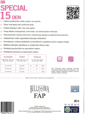 3x Collant Velato ed opaco elasticizzato Special 15 denari BELLISSIMA
