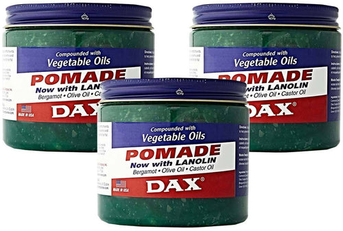DAX POMADE HAIR FOOD WITH LANOLIN, BERGAMOT, OLIVE OIL, CASTOR OIL 100 g x 3 barattoli