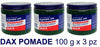 DAX POMADE HAIR FOOD WITH LANOLIN, BERGAMOT, OLIVE OIL, CASTOR OIL 100 g x 3 barattoli