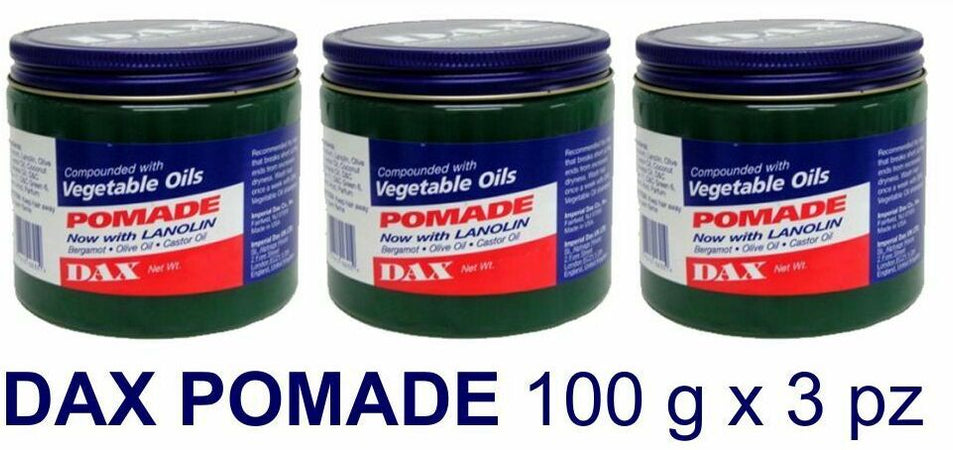 DAX POMADE HAIR FOOD WITH LANOLIN, BERGAMOT, OLIVE OIL, CASTOR OIL 100 g x 3 barattoli