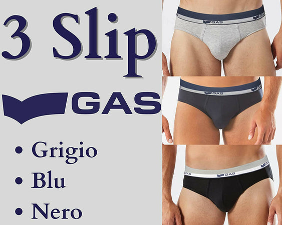 3x Slip Uomo Gas in Cotone Elasticizzato Con Logo in Vita Confezione Da 3 Paia Colori Assortiti commercioVirtuoso
