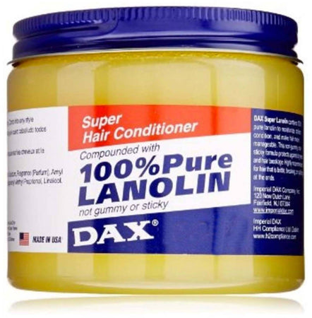 SUPER DAX POMADE 100% PURE LANOLIN HAIR CONDITIONER NOT GUMMY OR STICKY 100 G x 3 barattoli