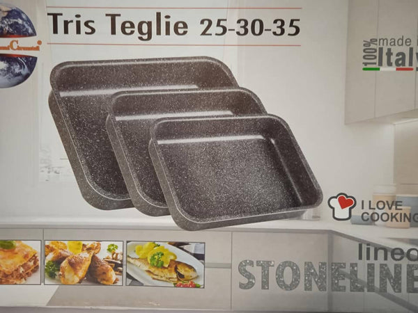 Bavaria Ottingher Tris Teglie Forno Rettangolari 1x25cm 1x30cm 1x35cm Pentole Mineral Stone 100% Made in Italy 3 x Pentola Anti Aderente 99994 tris teglie L'Orchidea - Siderno, Commerciovirtuoso.it