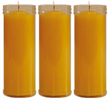 3x Velòn Amarillo Con Tubo Protector Candela Gialla Santeria Esoterica 14 X 5.5cm per Rituali E Cerimonie
