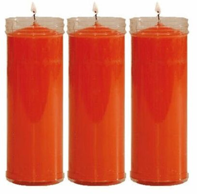 VELÒN NARANJA CANDELA ARANCIONE CM 14 X 5.5 CON TUBO PROTECTOR X 3 PZ