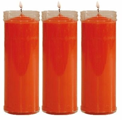 VELÒN NARANJA CANDELA ARANCIONE CM 14 X 5.5 CON TUBO PROTECTOR X 3 PZ