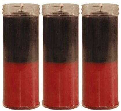 3x Velòn Negro Rojo Candela Rossa E Nera 14 X 5.5 Cm Candela Santeria Esoterica Con Tubo per Rituali E Cerimonie