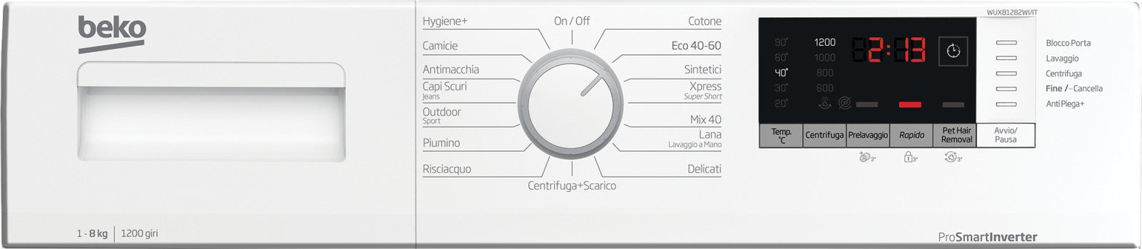 Beko WUX81282WI/IT Lavatrice Carica Frontale 8 Kg 1200 Giri/min Bianca A