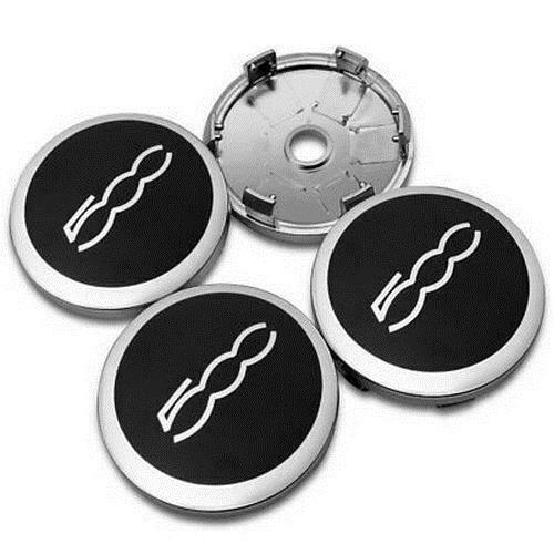 Set 4 Coprimozzo Tappi Fiat 500 da 60 mm Compatibile Borchie Bordo Cromato Cerchi