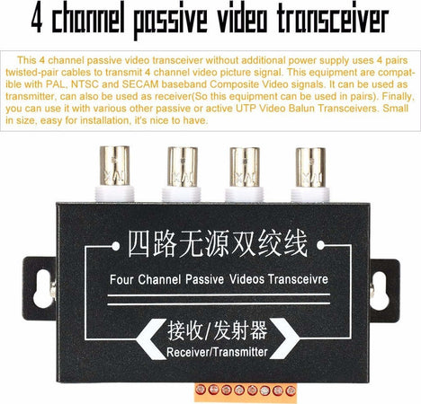 4 CANALI PASSIVO DVR AHD TRASMETTITORE VIDEO BALUN BNC HDCVI UTP RJ45 CAT5  Trade Shop italia - Napoli, Commerciovirtuoso.it