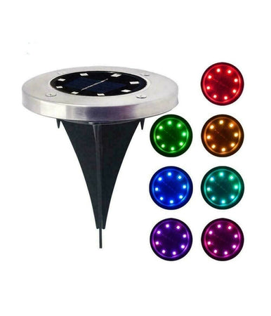 4 Faro Lampada 8 Led Rgb Solare Da Esterno Giardino Faretto Picchetto Segnapassi
