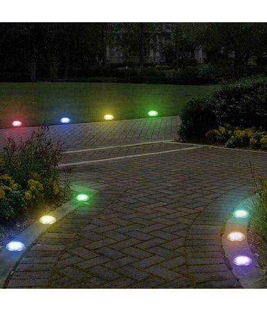 4 Faro Lampada 8 Led Rgb Solare Da Esterno Giardino Faretto Picchetto Segnapassi