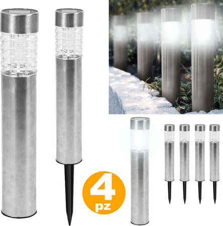 4 LAMPADE GIARDINO RICARICA SOLARE PALETTI SOLARI METALLO CRISTALLO 1LED BIANCO Illuminazione/Illuminazione per esterni/Luci per sentieri Trade Shop italia - Napoli, Commerciovirtuoso.it