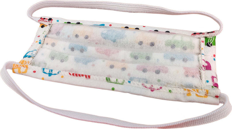 4-Mascherine-Per-Bambini-Disegno-Car-Macchina-Maschile-Made-in-Italy-Tessuto-TNT-Ledlux