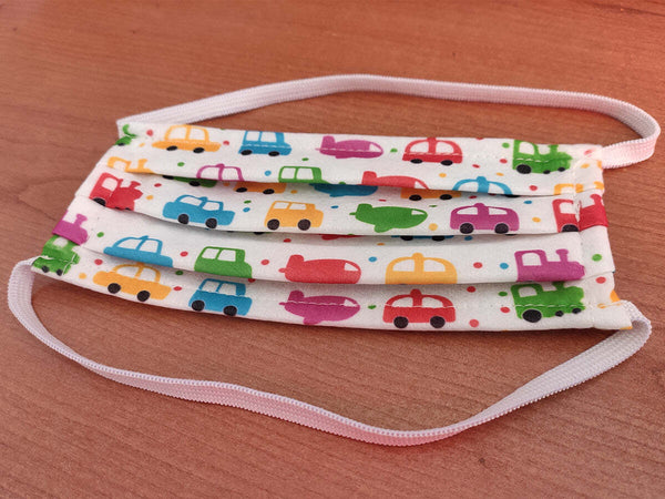 4-Mascherine-Per-Bambini-Disegno-Car-Macchina-Maschile-Made-in-Italy-Tessuto-TNT-Ledlux