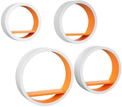 4 Mensole da Parete Moderne Design Rotondo Mensola Scaffale Legno MDF Arancio