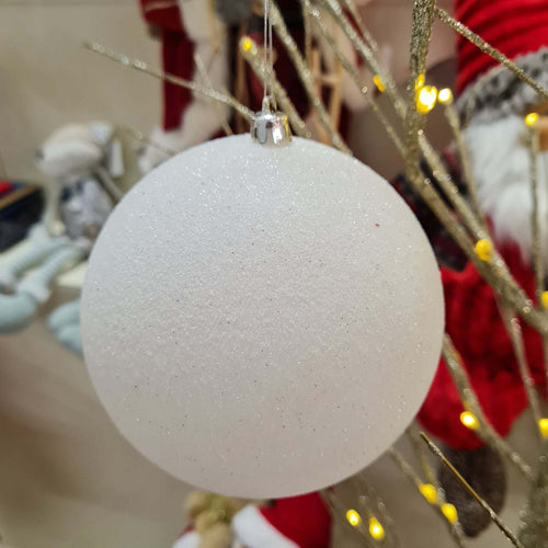 4 Palline natalizie in PVC Bianco con Glitter da Ø 12 cm, Pendaglio tinta unita Casa e cucina/Decorazioni per interni/Addobbi e decorazioni per ricorrenze/Decorazioni natalizie/Addobbi e decorazioni/Palle e palline MagiediNatale.it - Altamura, Commerciovirtuoso.it