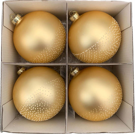 4 palline natalizie in vetro Oro con Pois da Ø 10 cm, Pendaglio Tinta Unita Casa e cucina/Decorazioni per interni/Addobbi e decorazioni per ricorrenze/Decorazioni natalizie/Addobbi e decorazioni/Palle e palline MagiediNatale.it - Altamura, Commerciovirtuoso.it