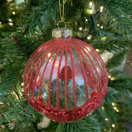 4 palline natalizie in vetro Rosso Lucido con paillette da Ø 10 cm, Pendaglio decorato Casa e cucina/Decorazioni per interni/Addobbi e decorazioni per ricorrenze/Decorazioni natalizie/Addobbi e decorazioni/Palle e palline MagiediNatale.it - Altamura, Commerciovirtuoso.it