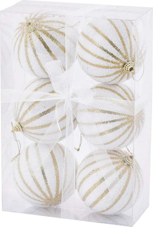 4 palline per albero di natale Bianco e Oro pendaglio decorato Casa e cucina/Decorazioni per interni/Addobbi e decorazioni per ricorrenze/Decorazioni natalizie/Addobbi e decorazioni/Palle e palline MagiediNatale.it - Altamura, Commerciovirtuoso.it