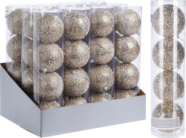 4 palline per albero di natale Champagne Ø 8 cm pendaglio decorato Casa e cucina/Decorazioni per interni/Addobbi e decorazioni per ricorrenze/Decorazioni natalizie/Addobbi e decorazioni/Palle e palline MagiediNatale.it - Altamura, Commerciovirtuoso.it