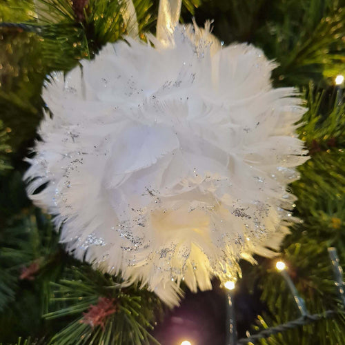 4 palline per albero di natale con Piume Bianche da Ø 9 cm Pendaglio decorato Casa e cucina/Decorazioni per interni/Addobbi e decorazioni per ricorrenze/Decorazioni natalizie/Addobbi e decorazioni/Palle e palline MagiediNatale.it - Altamura, Commerciovirtuoso.it