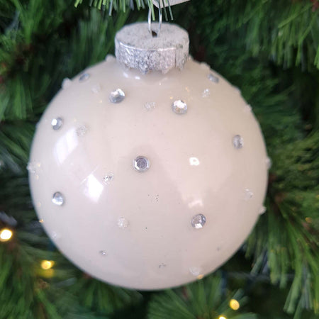 4 Palline per albero di natale in vetro Beige con Strass da Ø 8 cm pendaglio Tinta Unita Casa e cucina/Decorazioni per interni/Addobbi e decorazioni per ricorrenze/Decorazioni natalizie/Addobbi e decorazioni/Palle e palline MagiediNatale.it - Altamura, Commerciovirtuoso.it
