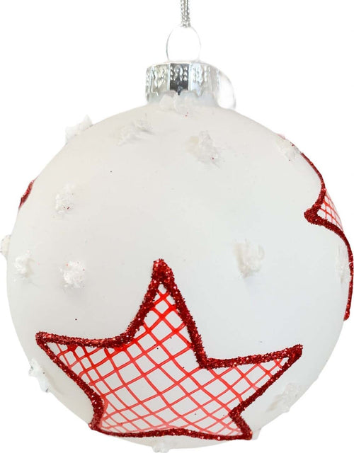 4 Palline per albero di natale in vetro bianco e rosso da Ø 8 cm pendaglio decorato Casa e cucina/Decorazioni per interni/Addobbi e decorazioni per ricorrenze/Decorazioni natalizie/Addobbi e decorazioni/Palle e palline MagiediNatale.it - Altamura, Commerciovirtuoso.it