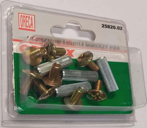 4-PEZZI---GIUNZIONE-A-CANNOCCHIALE-PER-MOBILI-8x32MM---IN-ACCIAIO-OTTONATO