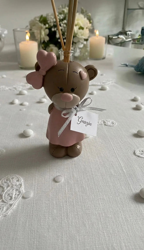 4 Pezzi Bomboniera Nascita Bimba Profumatore Orsetto Special Gifts RB1075S/G