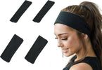 4-Pezzi-Fascia-Sportiva-Capelli-Nero-per-Uomo-e-Donna-Larga-8cm-Zorei