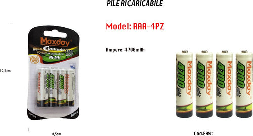 4 Pezzi Pile Aa Batterie Ricaricabili Stilo Da 4700 Mah Batteria Universali Pila Elettronica/Pile e caricabatterie/Pile monouso Trade Shop italia - Napoli, Commerciovirtuoso.it