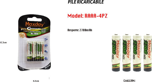 4 Pile Aaa Batterie Ricaricabili Mini Stilo 2700 Mah Ministilo Universali Pila Casa, arredamento e bricolage > Materiale Elettrico > Batterie e Pile Trade Shop italia - Napoli, Commerciovirtuoso.it