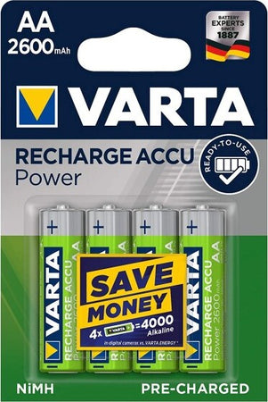 4-Pile-Varta-Stilo-Batterie-Aa-Alkaline-Ricaricabili-2600mah-Nimh-Hr6-1.2v-Accu