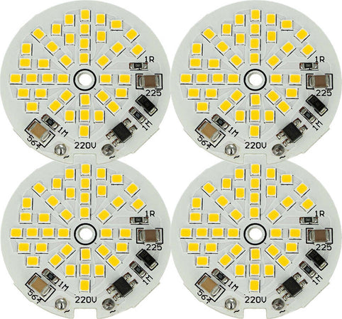 4-PZ-Scheda-Led-AC-220V-5W-Bianco-Neutro-4500K-Piastra-Led-Plate-Modulo-Diametro-48mm-40-Smd-2835-Ledlux