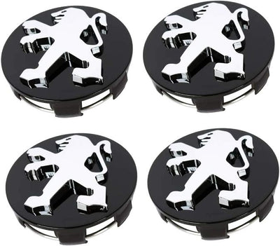 Set 4 Coprimozzo Compatibile Peugeot Tappi 60mm Nero 106 107 206 207 306 307 507